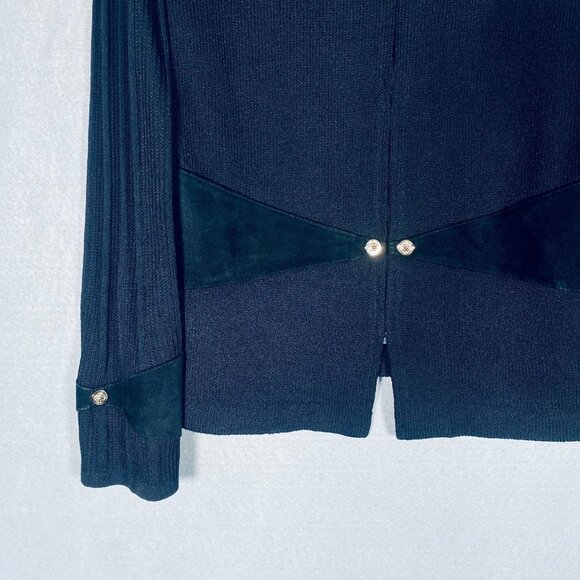 Vintage St John Jacket Womens 8 Black Full Zip Blazer Ribbed Sleeves Old Money - Picture 2 of 10